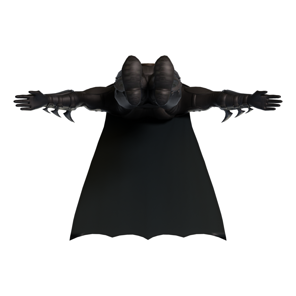 Bottom view of the Batman Low Poly 3D model