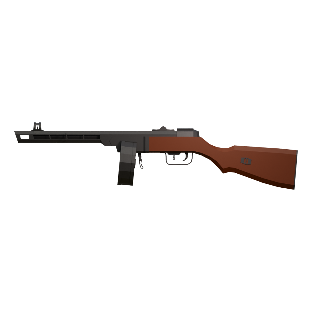 Back view of the PPSH 41 Submachine 3D model