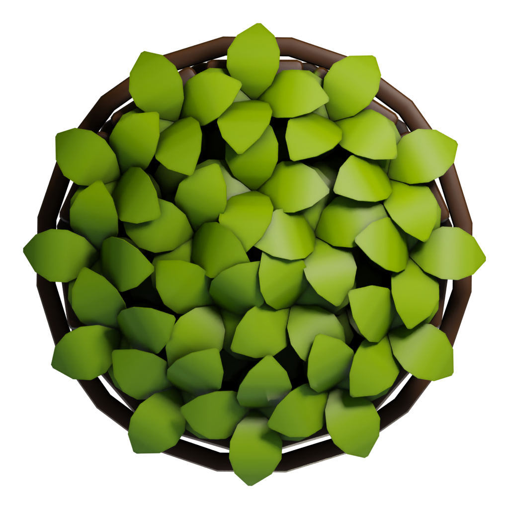 Top view of the Cartoon Flowerpot 3D model