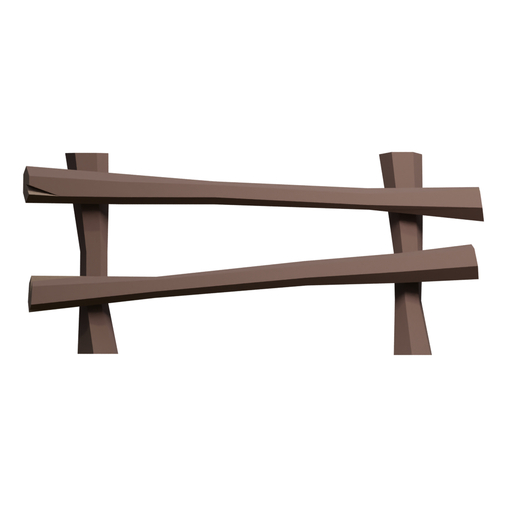 Back view of the Simple Garden Fence 3D model