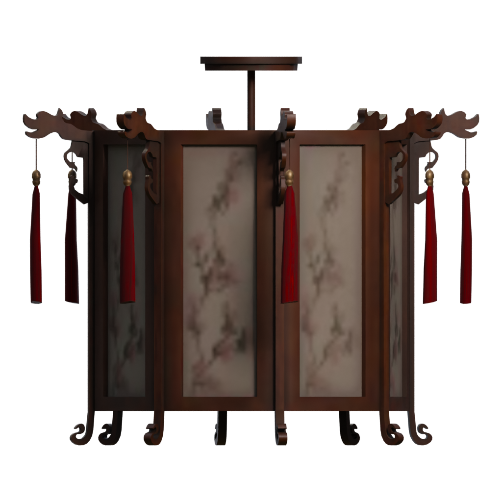 Right view of the Chinese Chandelier 3D model