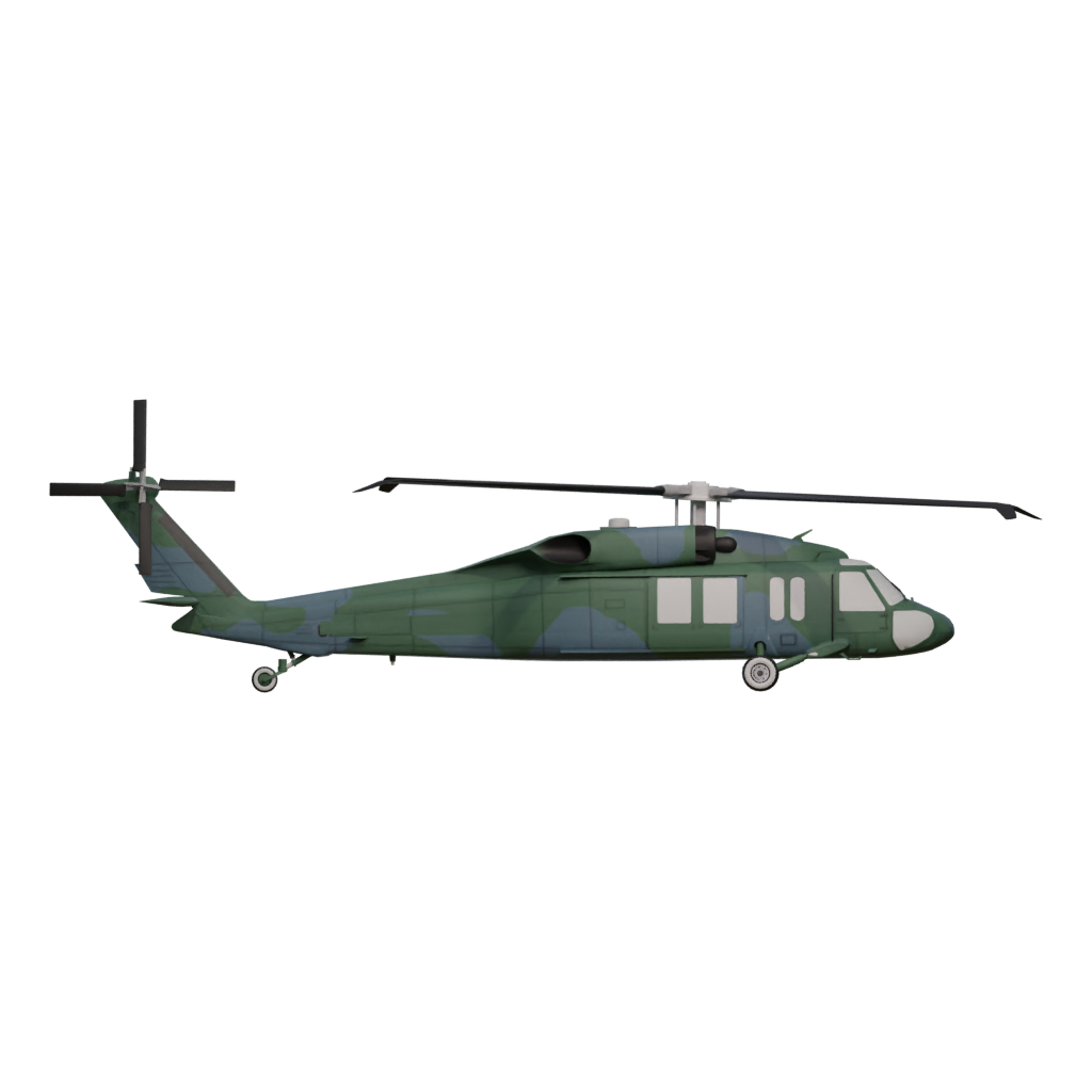 Back view of the UH 60 Black Hawk 3D model