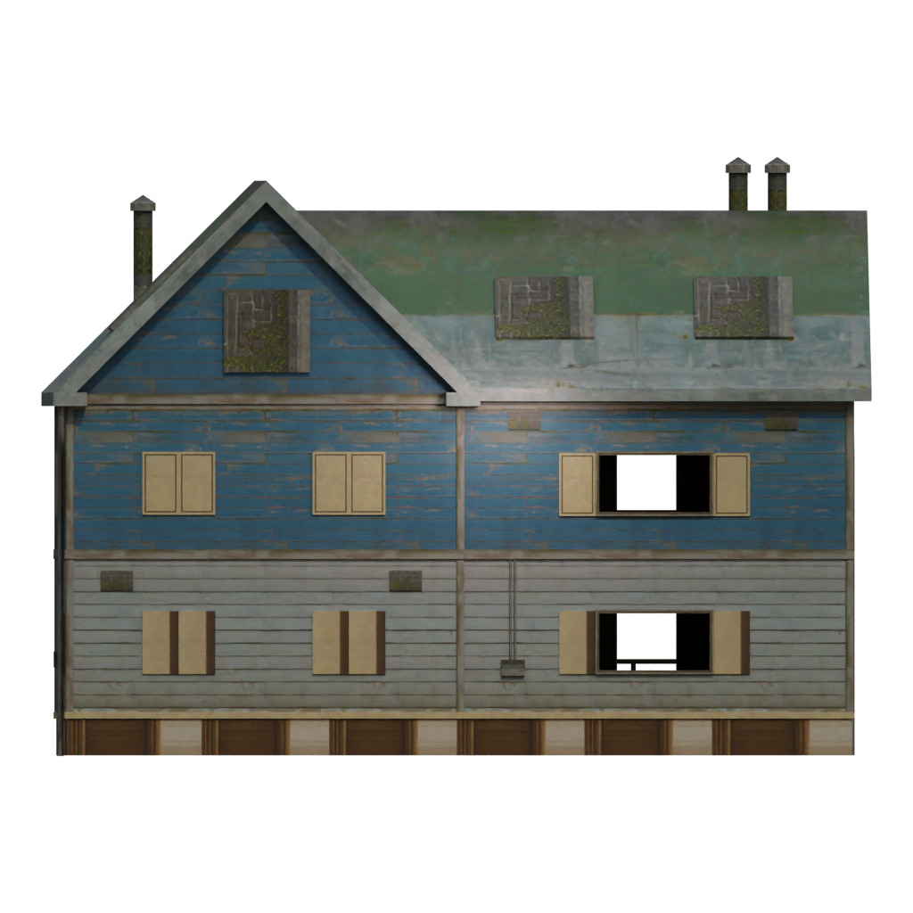 Back view of the Old Abandoned Cottage 3D model