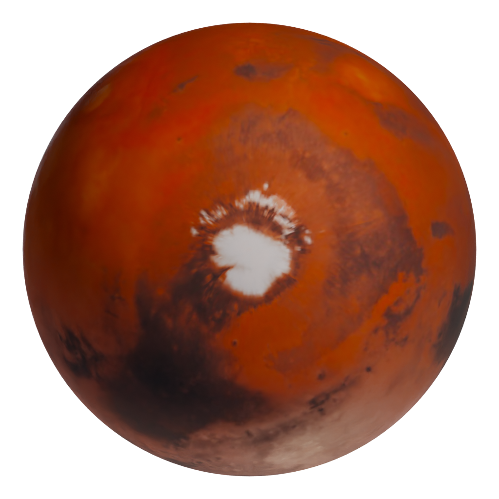 Top view of the Mars Planet With Low Polygons 3D model