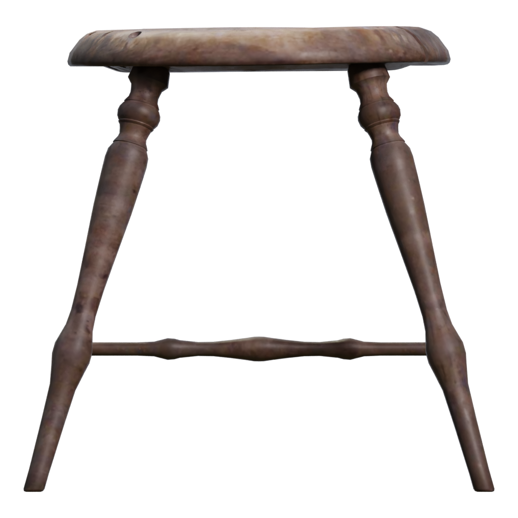 Left view of the Wooden Stool 3D model