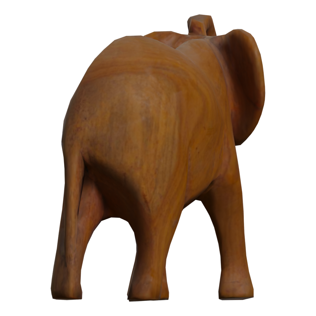 Right view of the Carved Wooden Elephant 3D model