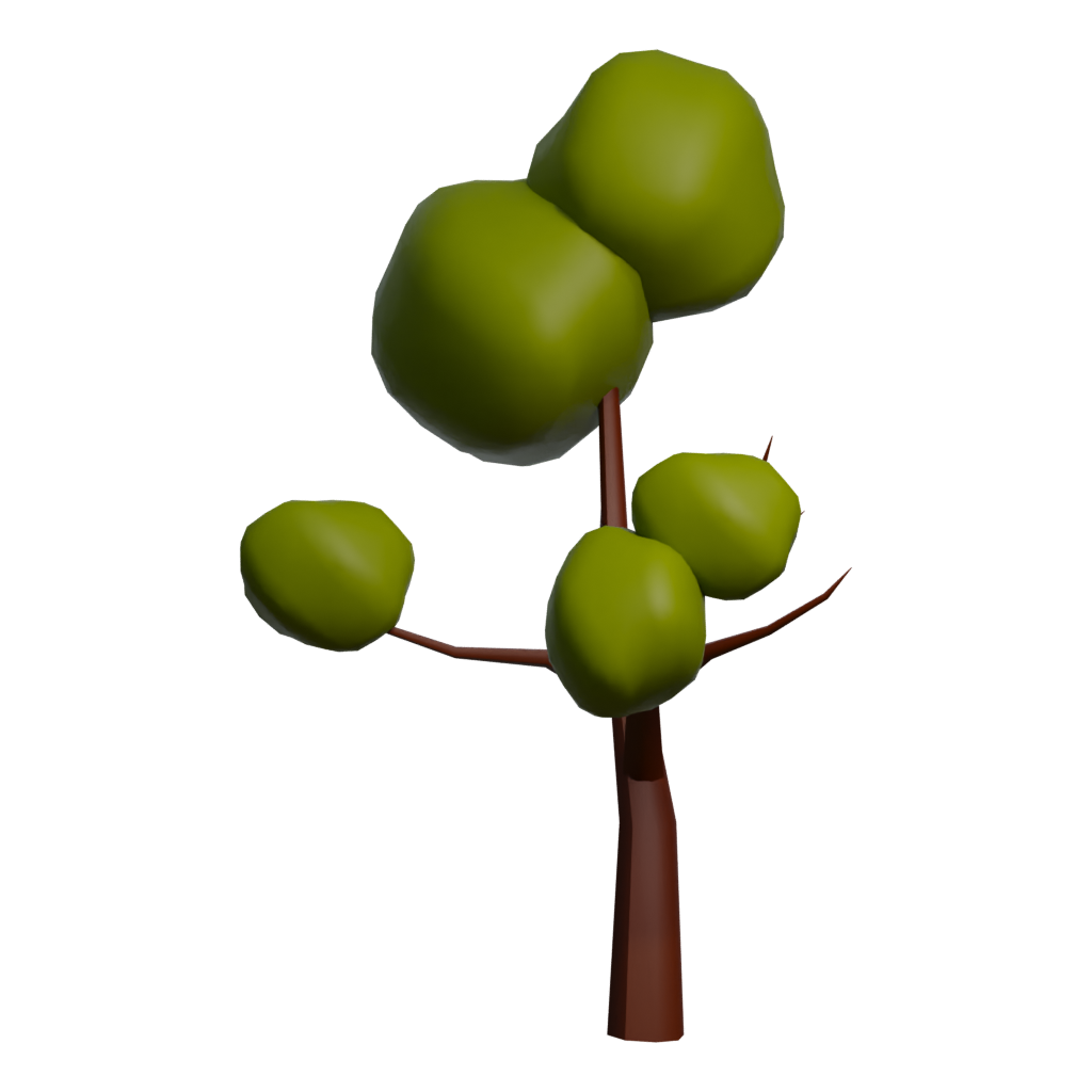 Back view of the Low Poly Ash Tree Sping For Free 3D model