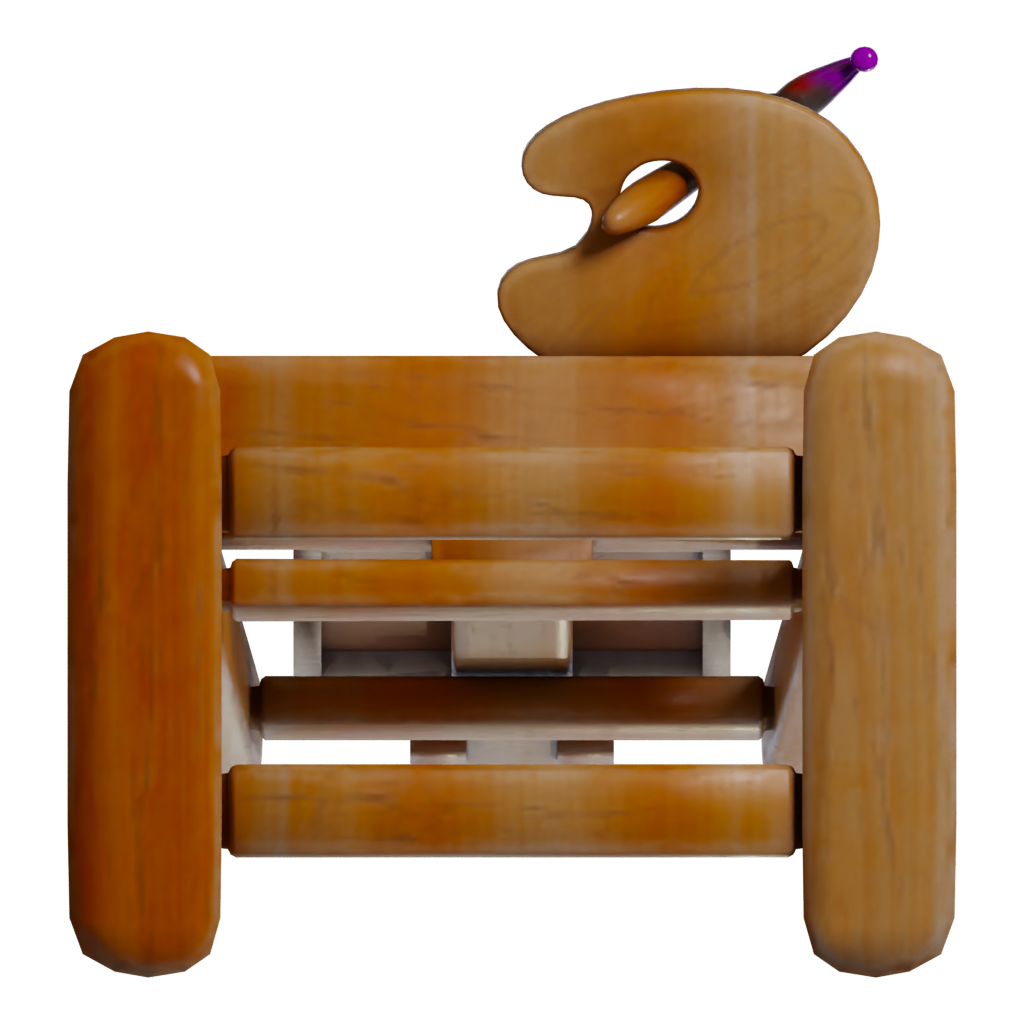 Bottom view of the Easel Cartoon 3D model