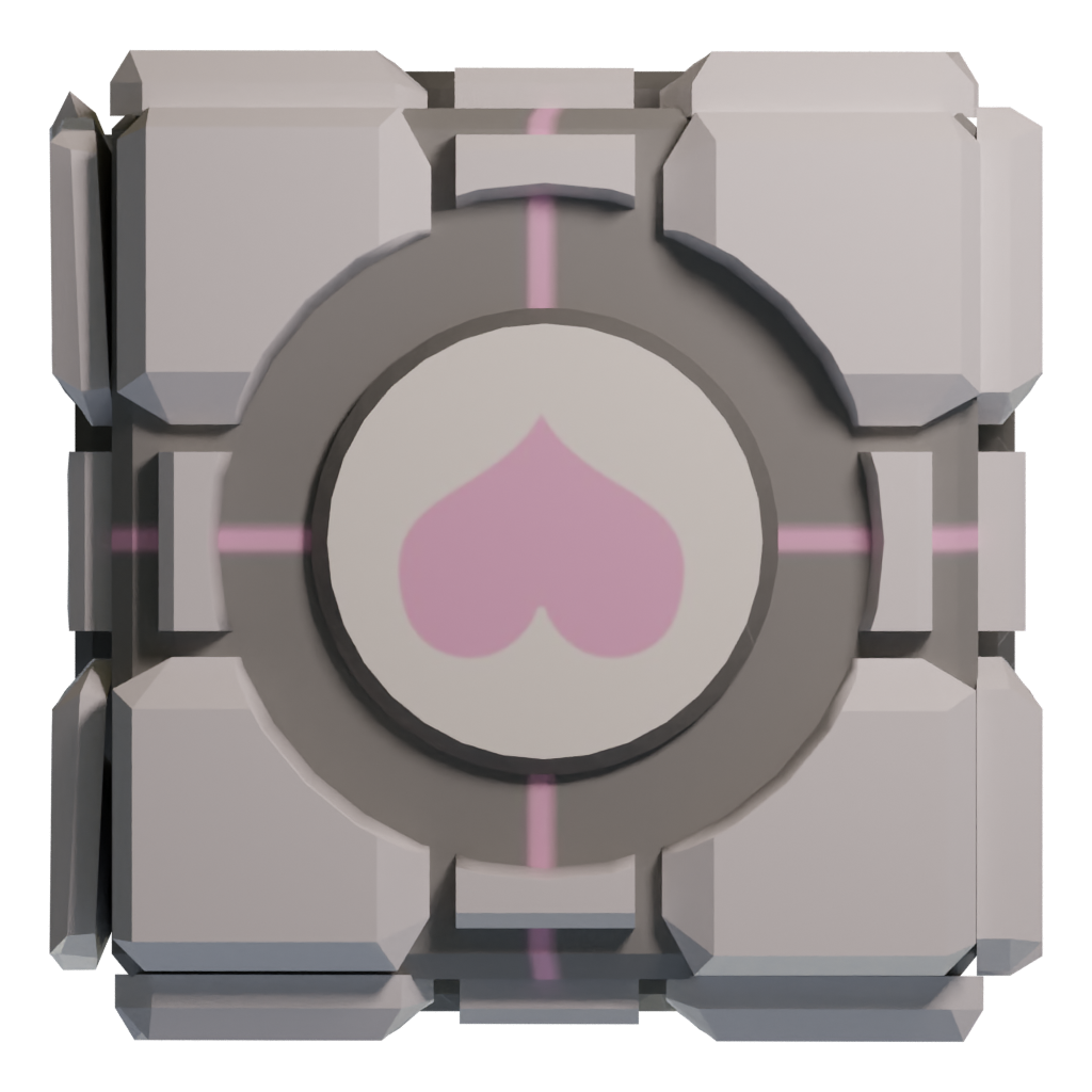 Bottom view of the Companion Cube From Portal2 Videogame 3D model