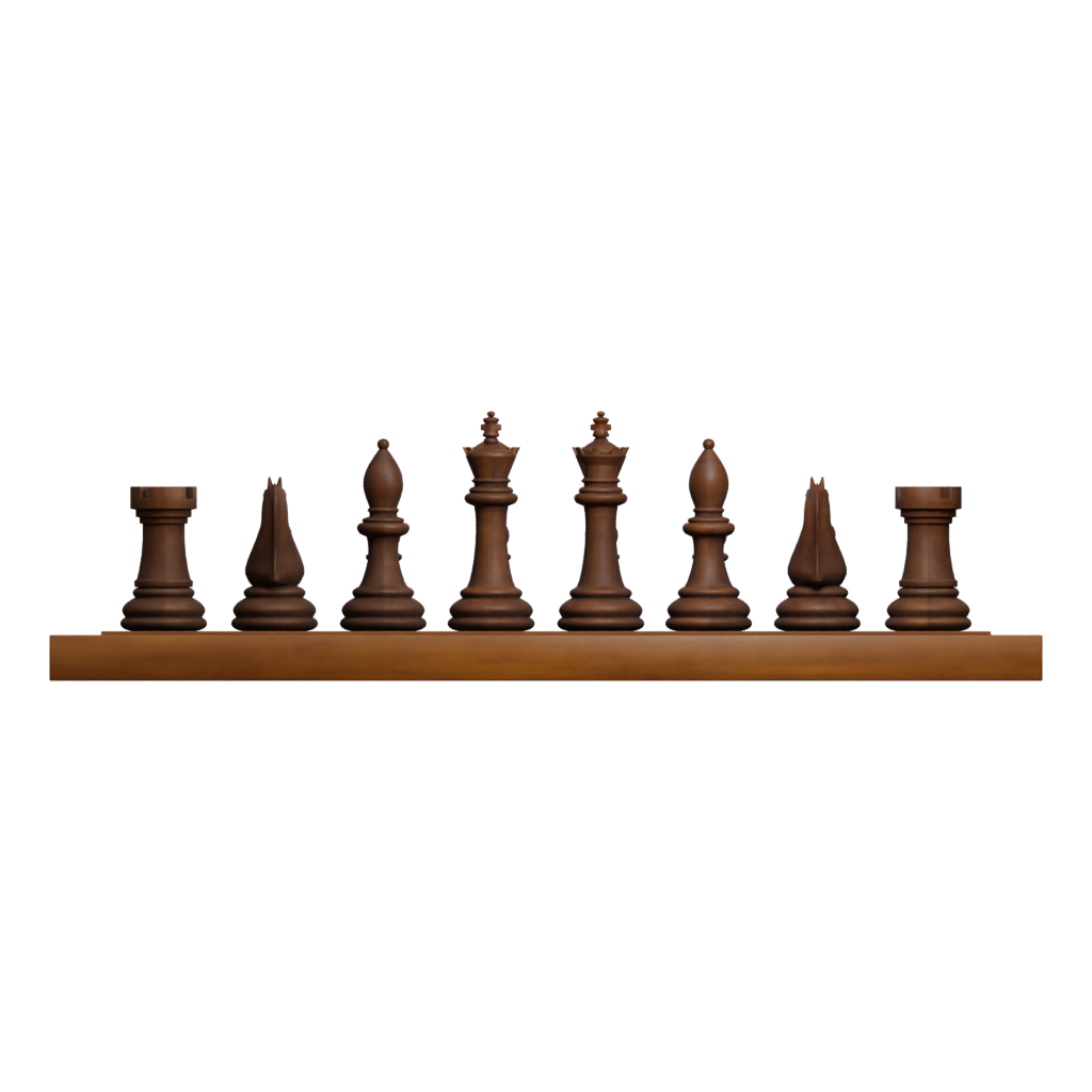 Front view of the Chess Set Table 3D model