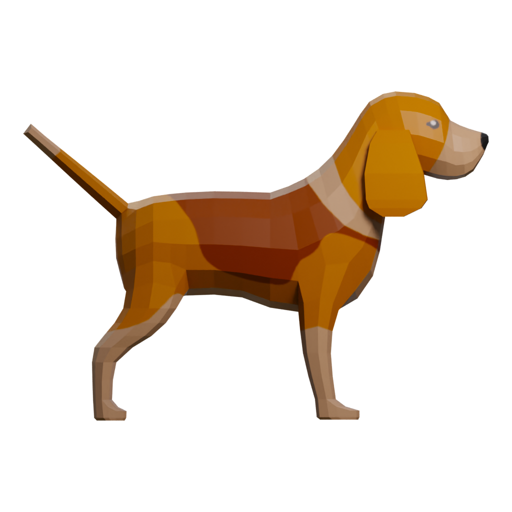Right view of the Low Poly Dog 3D model