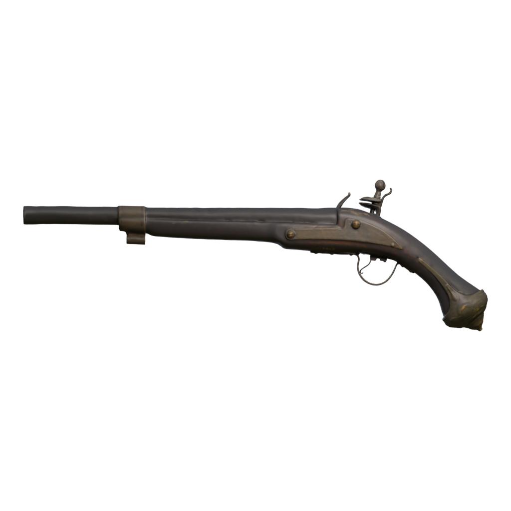 Back view of the Dueling Pistol 3D model