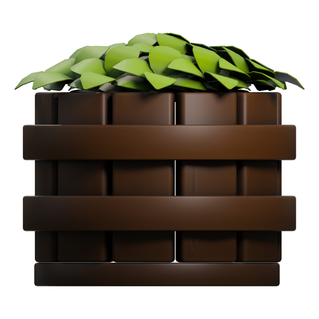 Left view of the Cartoon Flowerpot 3D model