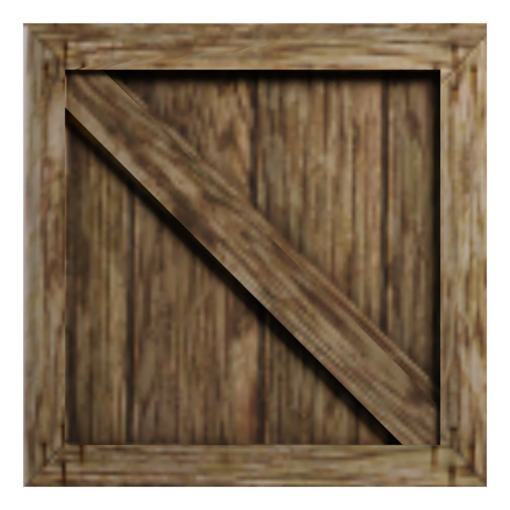 Right view of the Low Poly Wooden Crate 3D model
