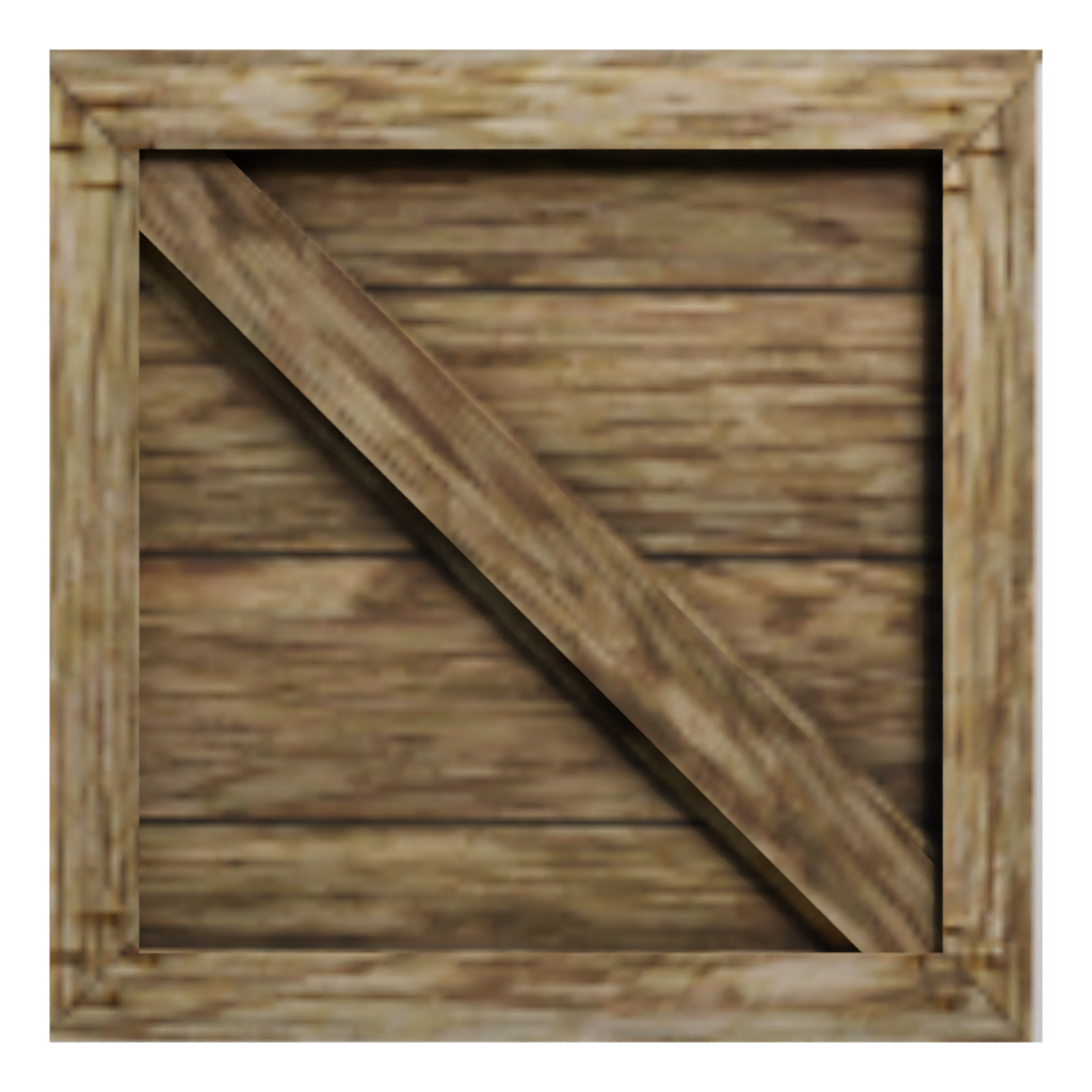 Front view of the Low Poly Wooden Crate 3D model