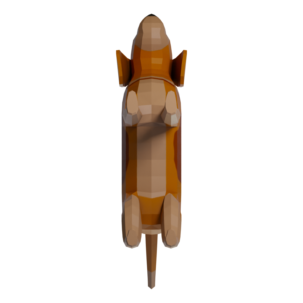 Bottom view of the Low Poly Dog 3D model