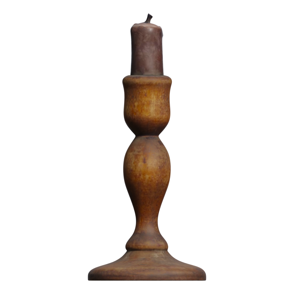 Back view of the Wooden Candlestick 3D model