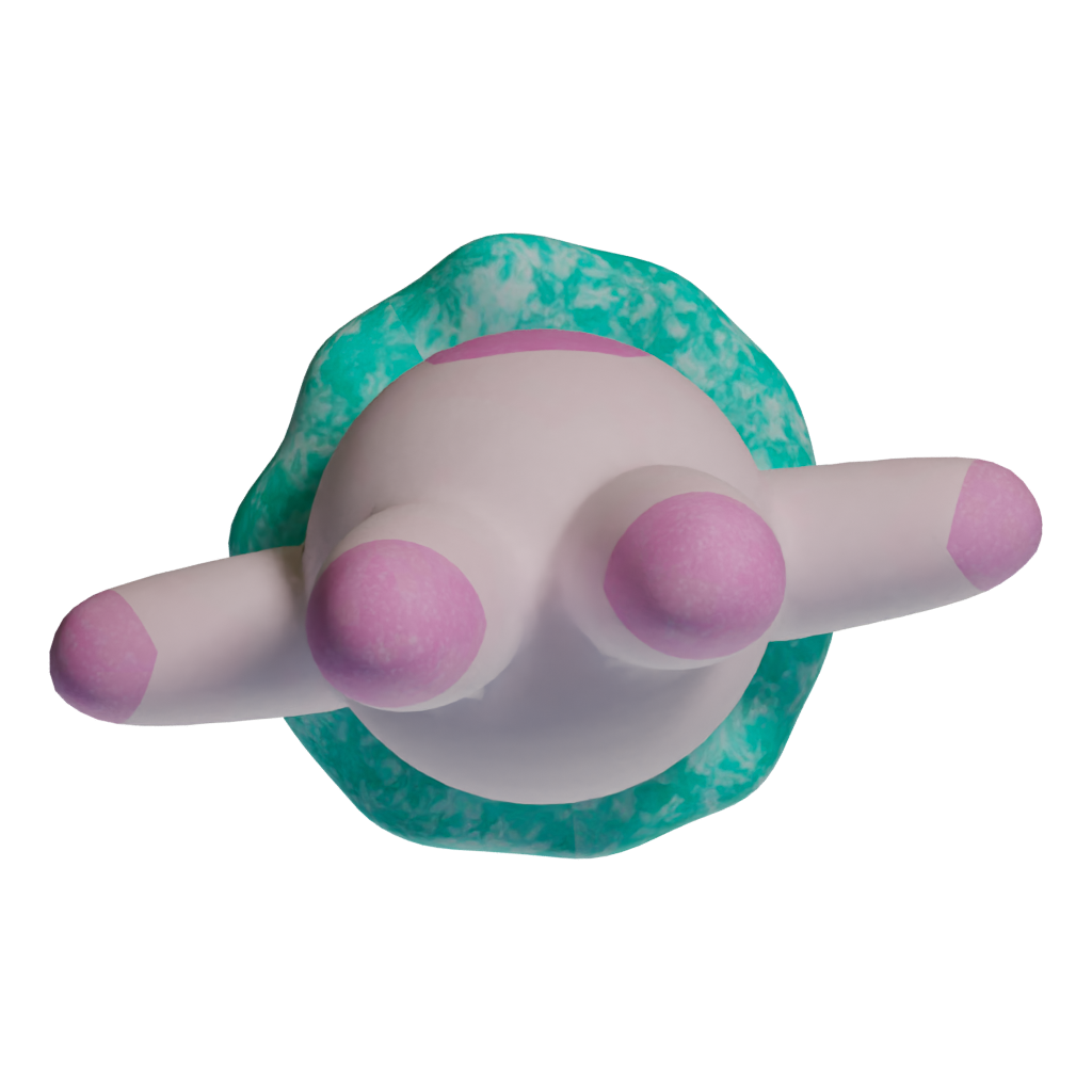 Bottom view of the Kawaii Rabbit Cute Stylized Game Ready Textures 3D model