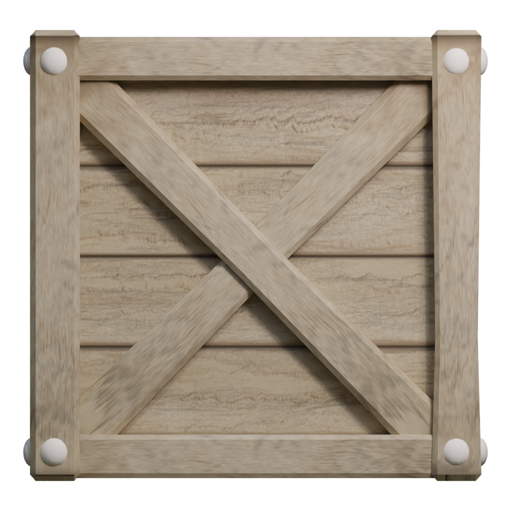Front view of the Low Poly Wooden Crate 3D model