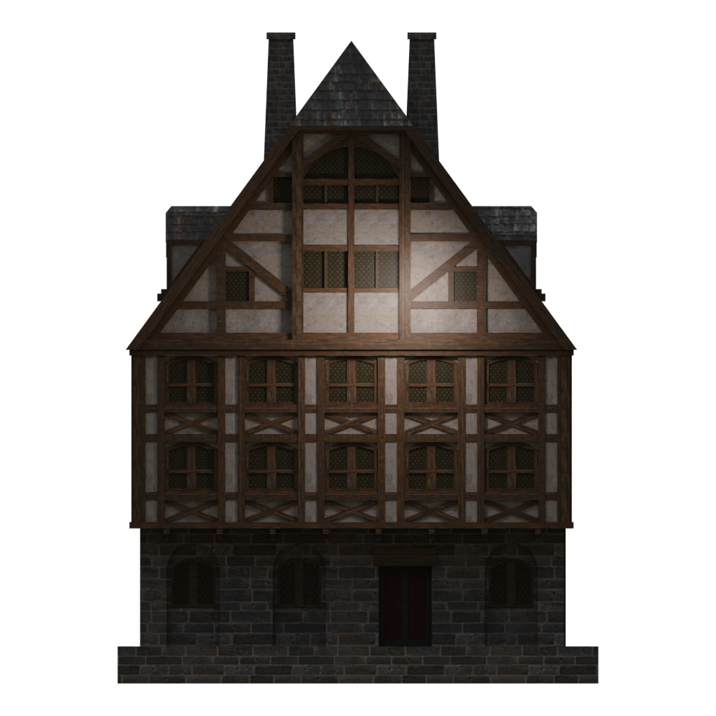 Left view of the Medieval High House2 3D model