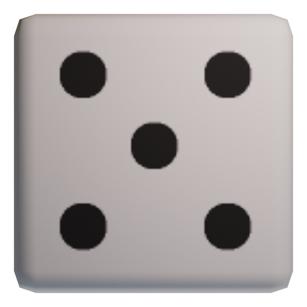 Bottom view of the Dice 3D model