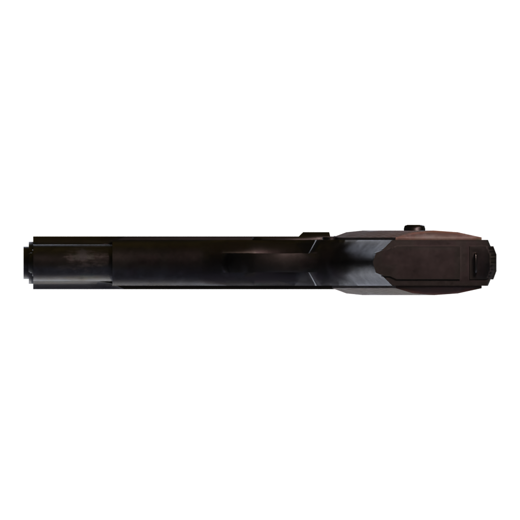 Bottom view of the Colt 1911 Low Poly 3D model