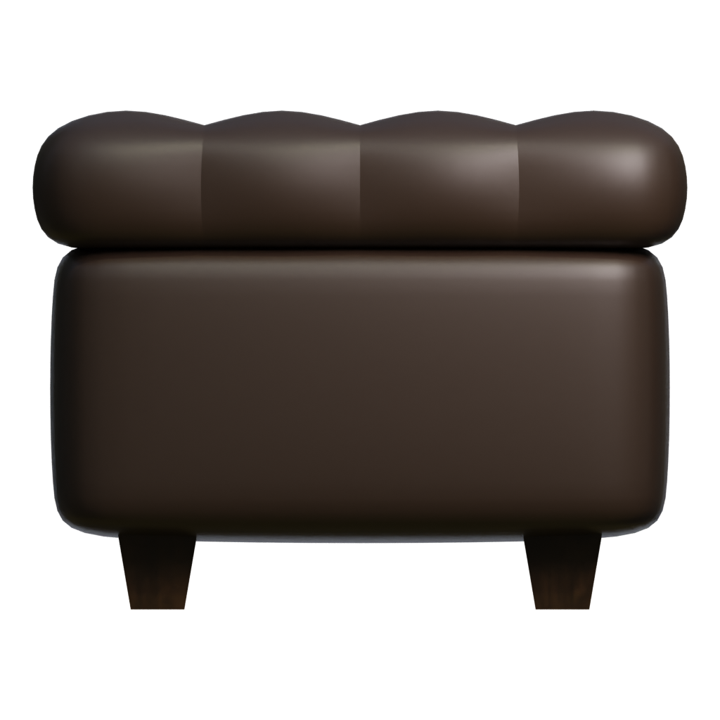 Back view of the Leather Pouf Sofa 3D model