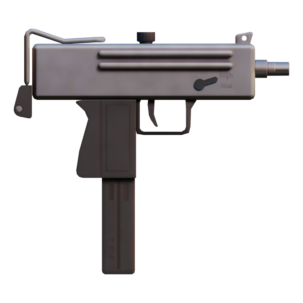 Back view of the Mac 10 3D model