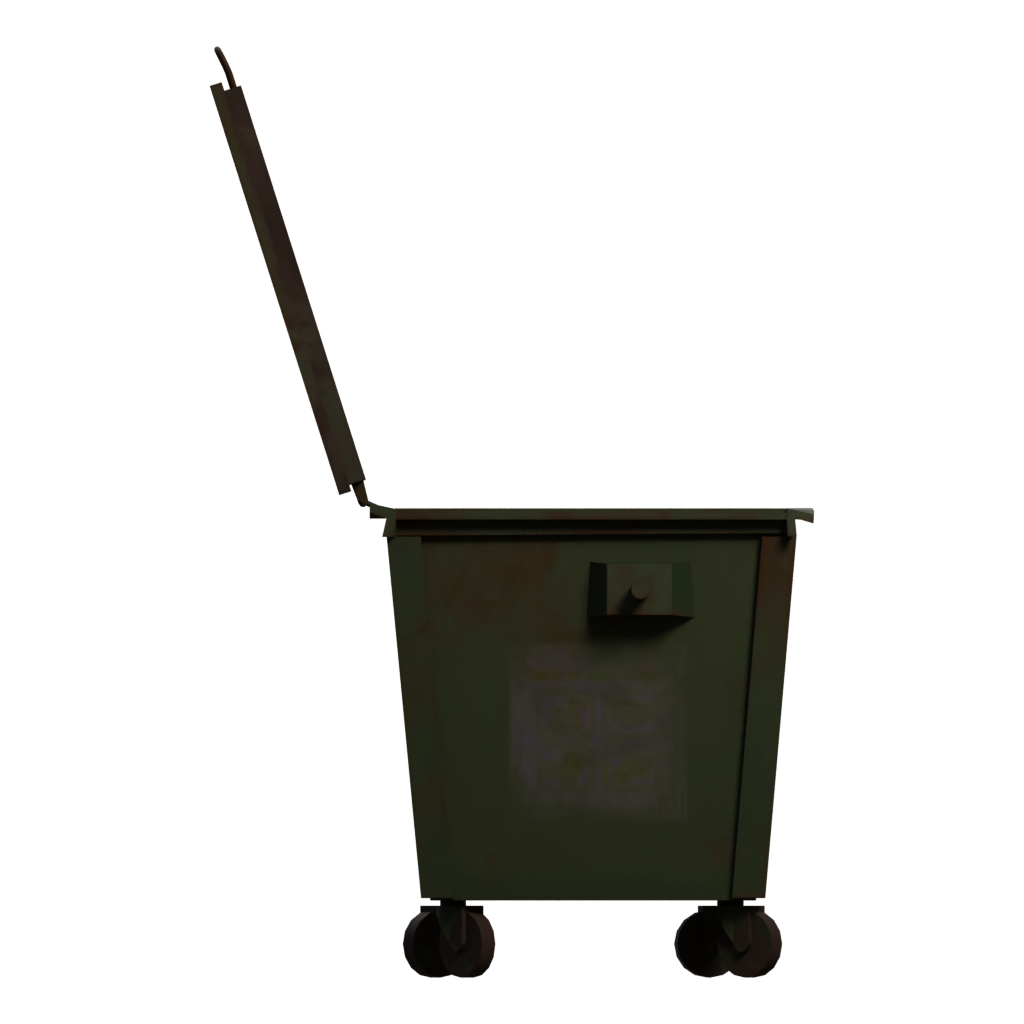 Right view of the Dumpster Low Poly 3D model