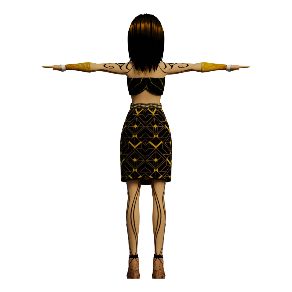 Back view of the Egyptian Girl 3D model