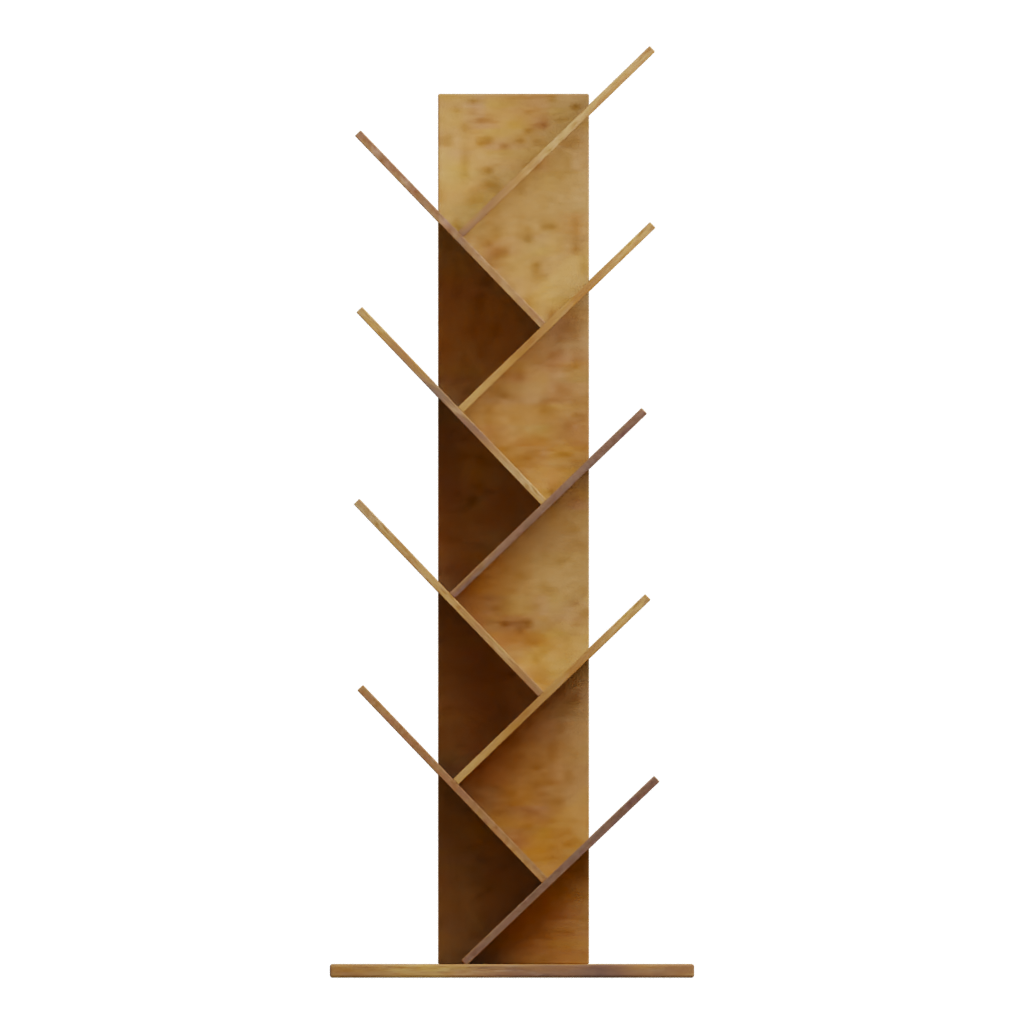 Front view of the Wooden Book Shelf 3D model