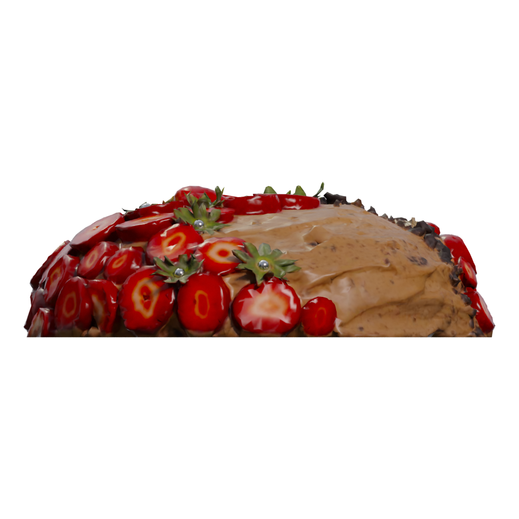 Left view of the Strawberry Chocolate Cake 3D model