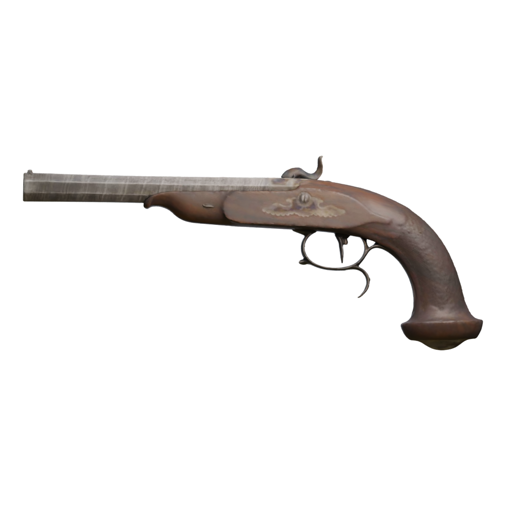 Back view of the Dueling Pistol 3D model