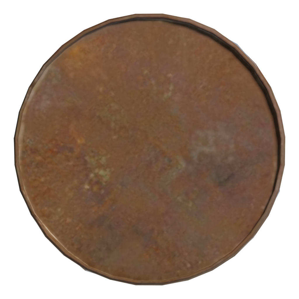 Bottom view of the Can Rusted 3D model