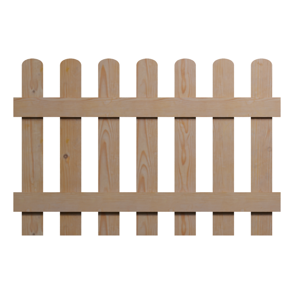 Back view of the Wood Fence 3D model