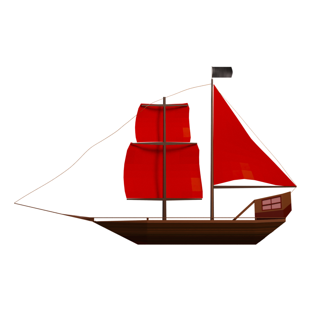 Left view of the Low Poly Trireme 3D model