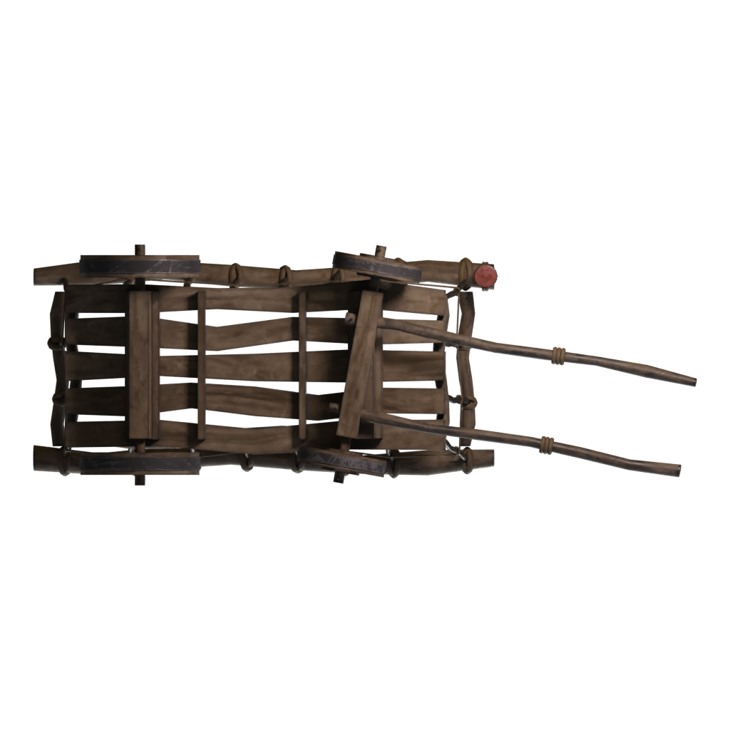 Bottom view of the Stylized Medieval Cart With A Lamp 3D model