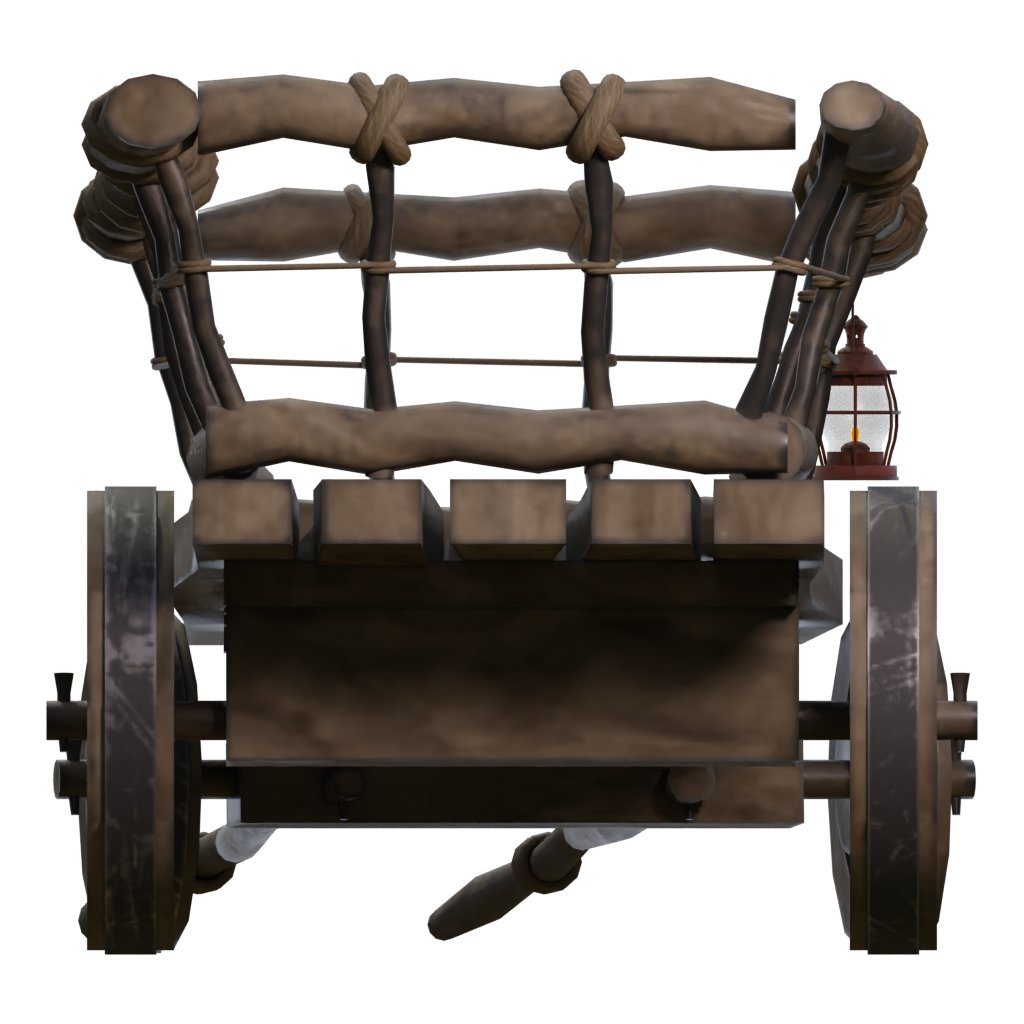 Right view of the Stylized Medieval Cart With A Lamp 3D model