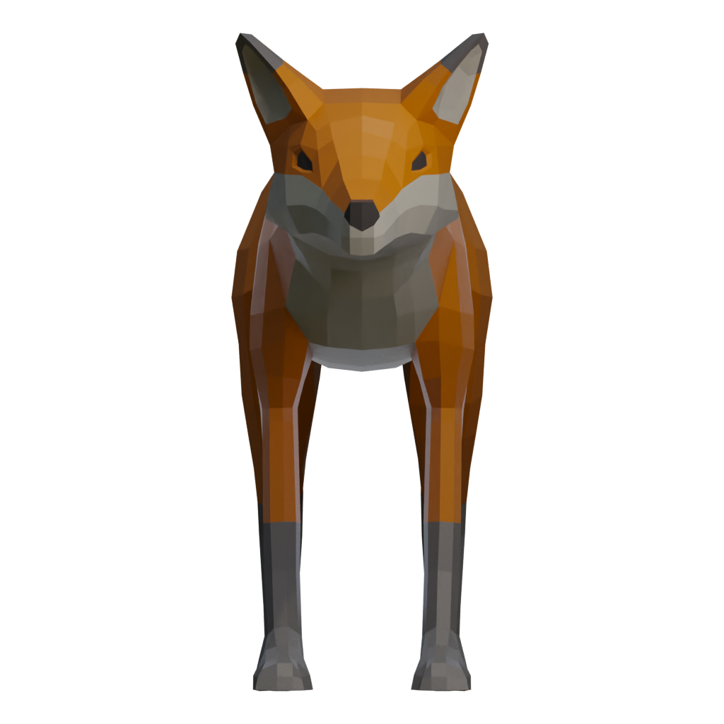 Front view of the Low Poly Fox 3D model
