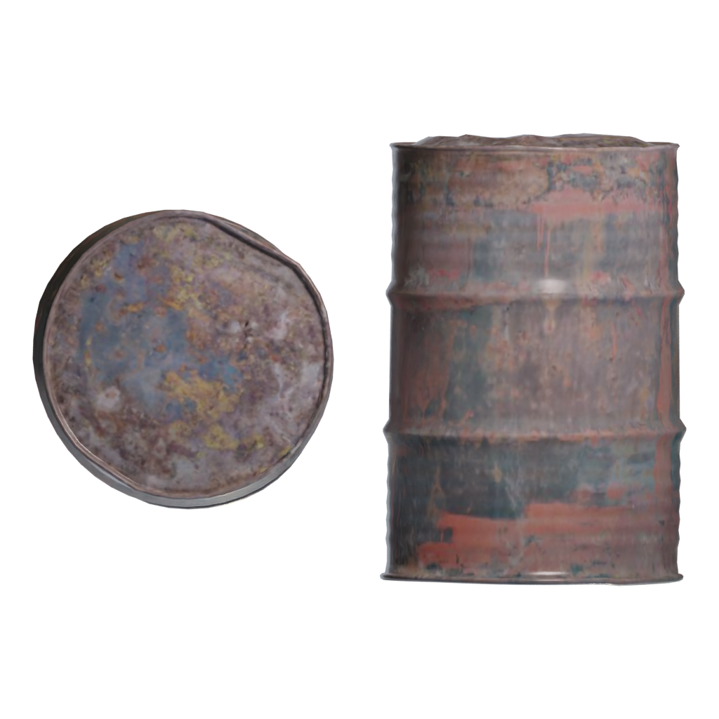 Bottom view of the Old Rusty Barrels 3D model
