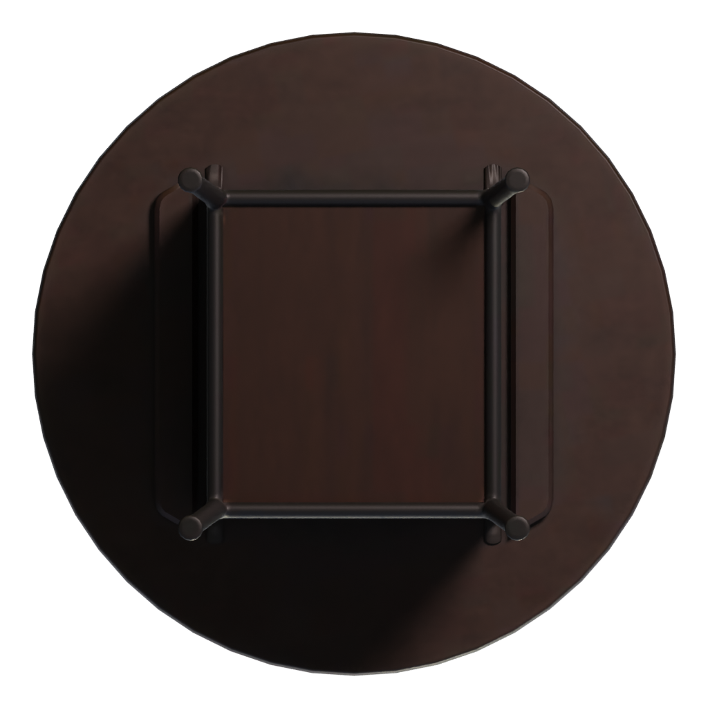 Bottom view of the Round Wooden Table 3D model