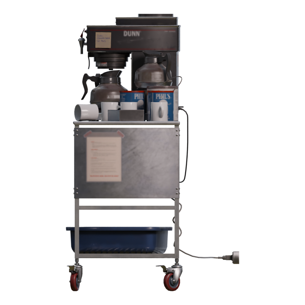Left view of the Coffee Cart 3D model