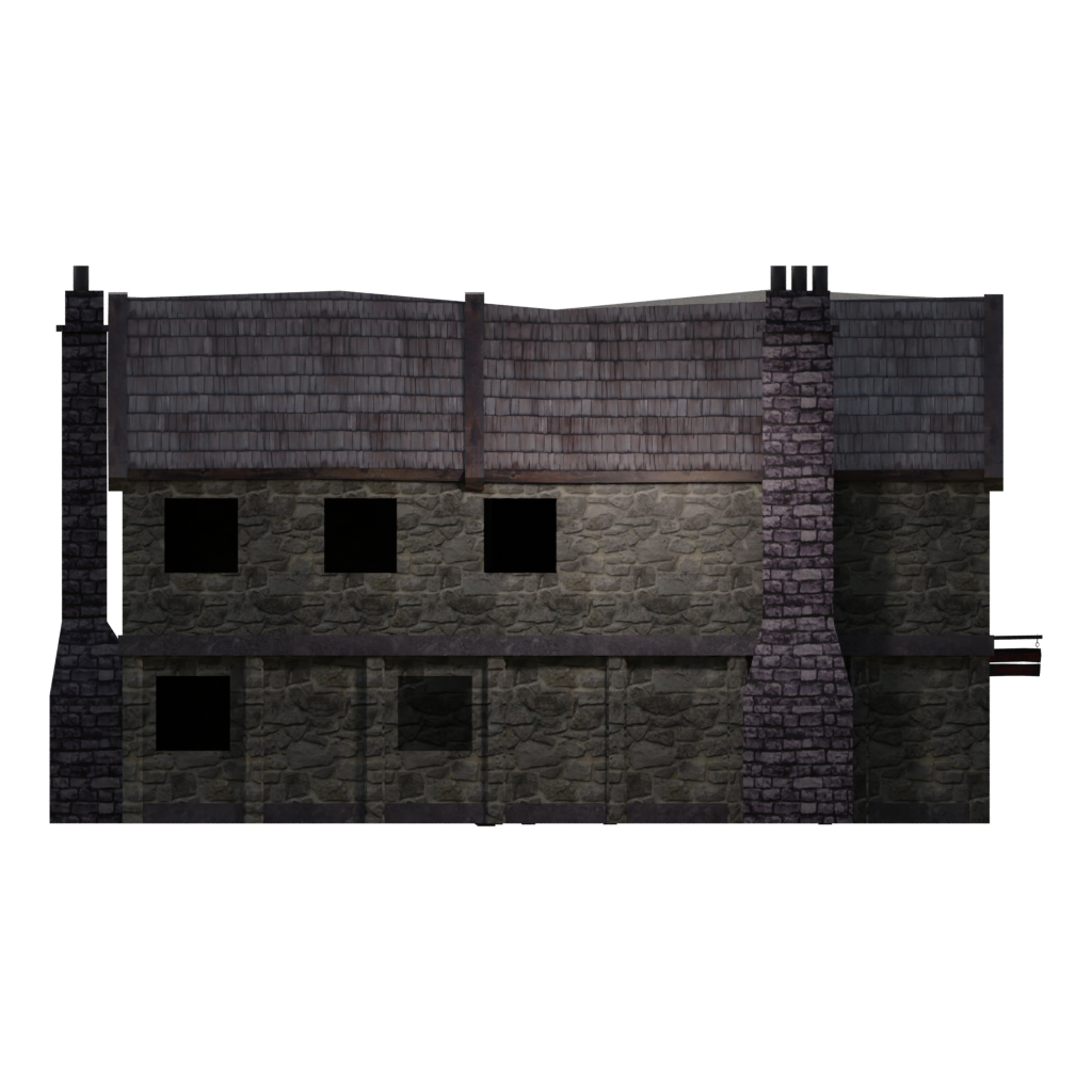 Right view of the Low Poly Building Collection 3D model