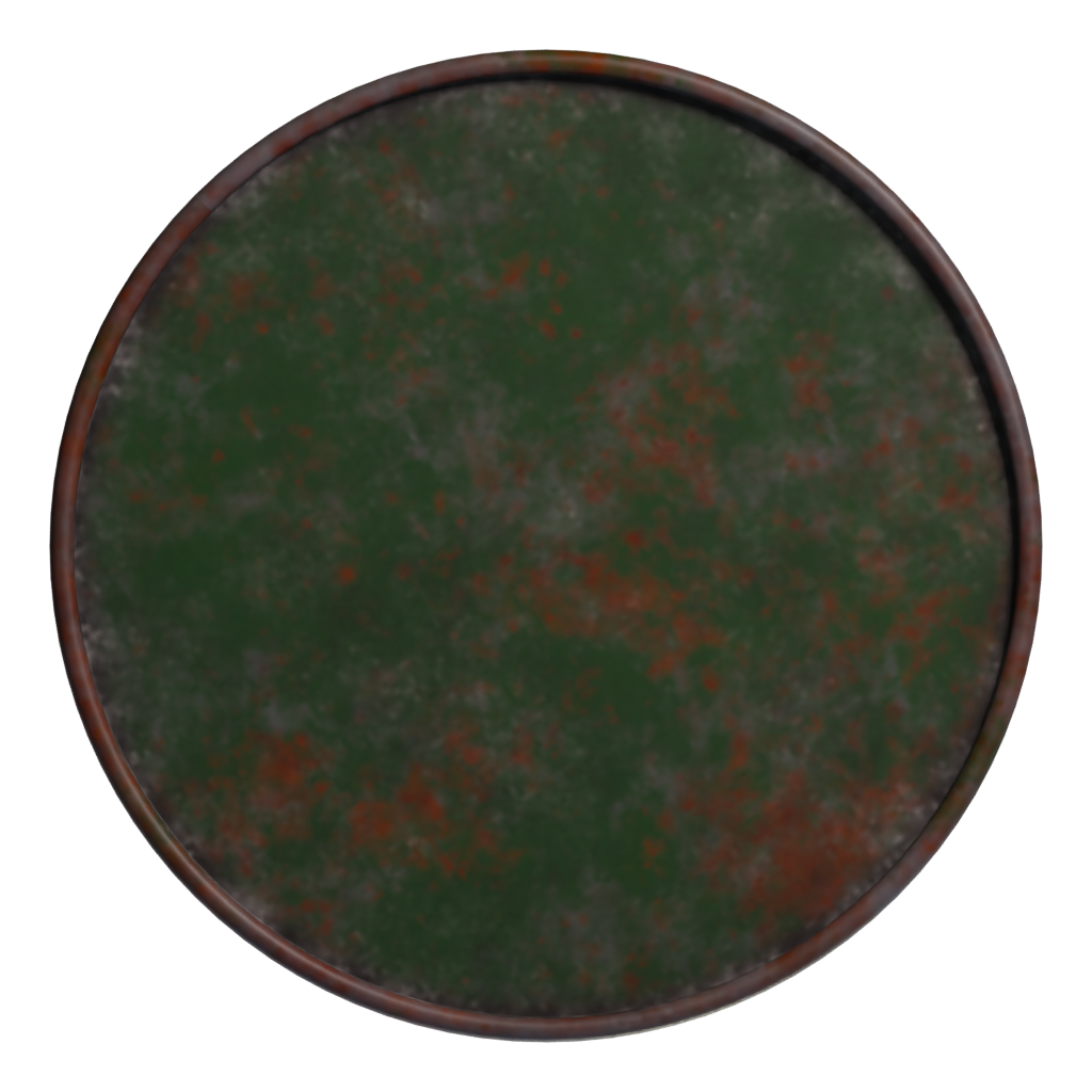 Bottom view of the Rusty Barrel 3D model