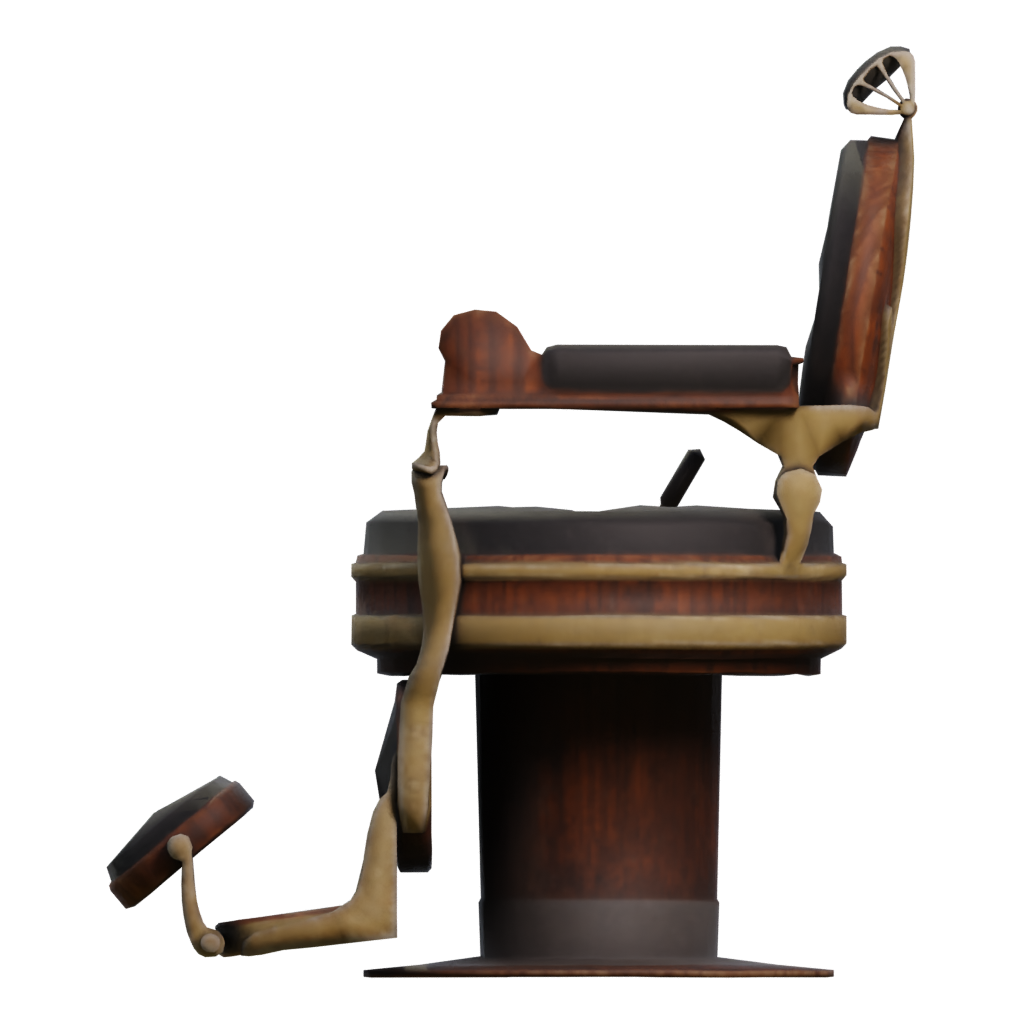 Left view of the Barber Shop Chair 3D model