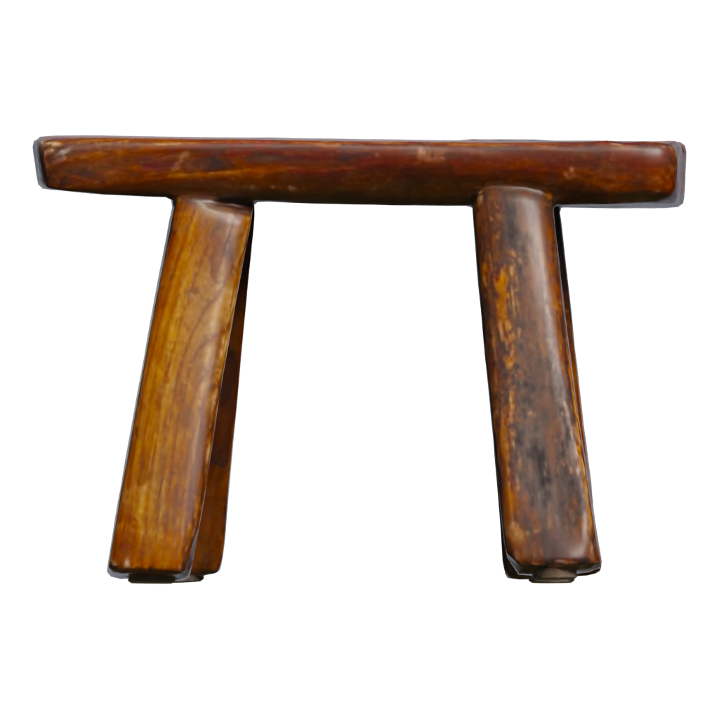 Back view of the Wooden Stool 3D model
