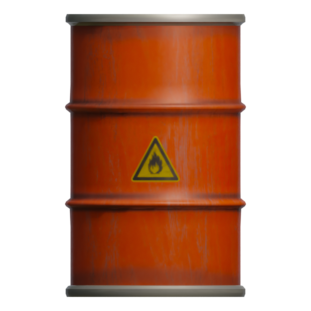 Front view of the Flammable Barrel 3D model