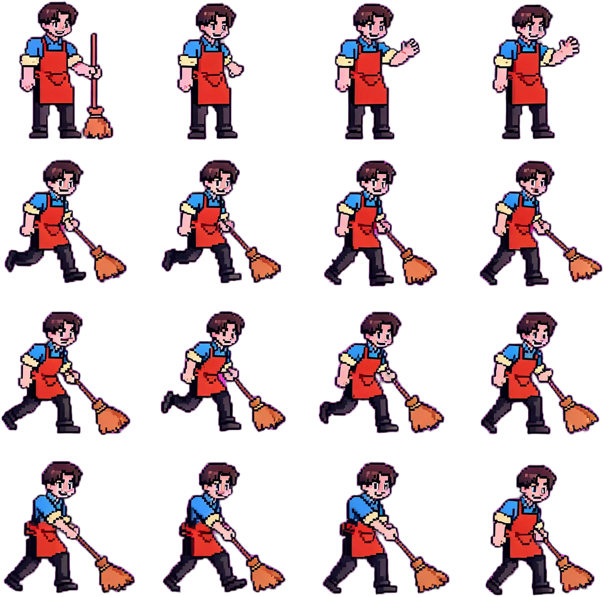 Shopkeeper NPC 2D pixel-art sprite sheet example