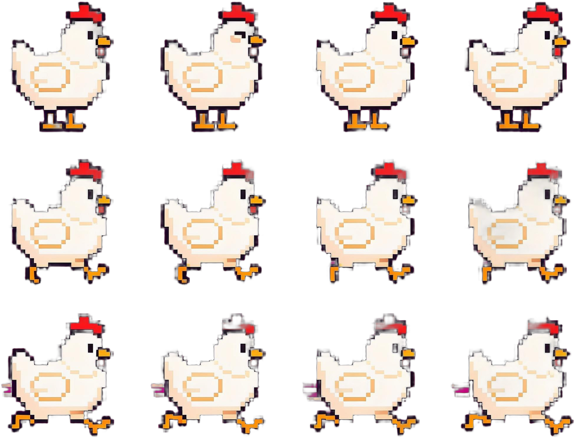 Chicken 2D pixel-art sprite sheet example