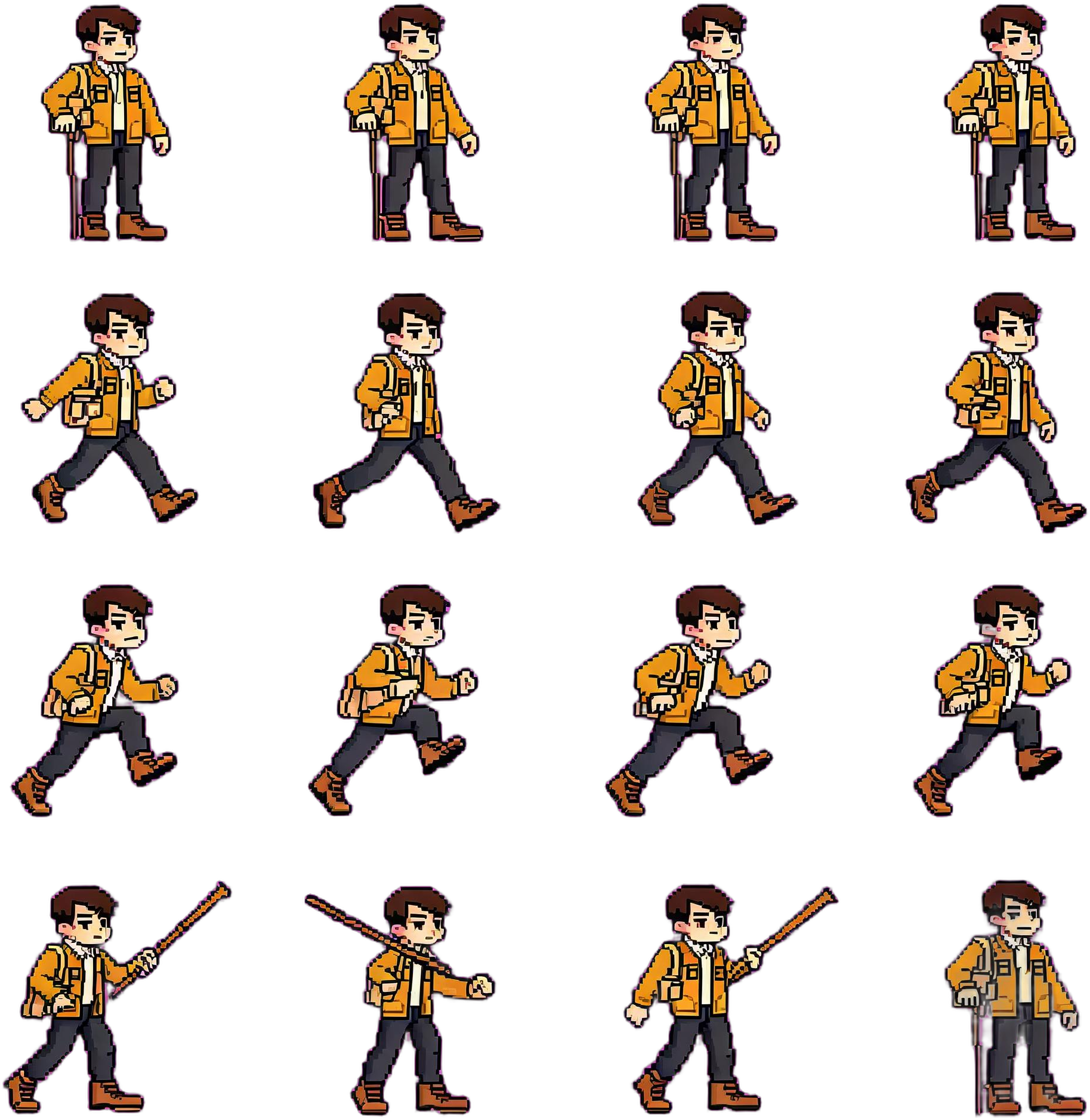 Villager NPC 2D pixel-art sprite sheet example